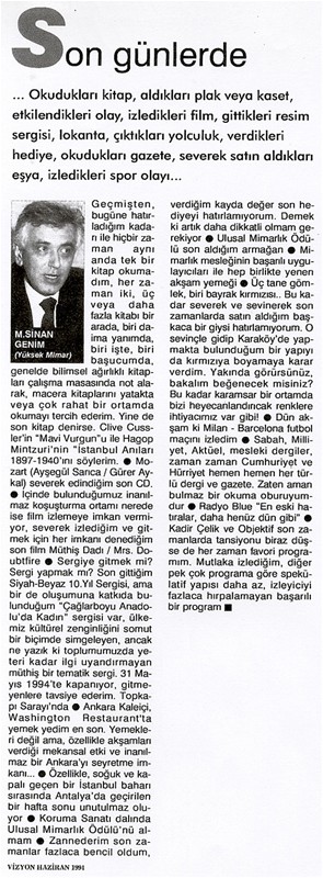 Vizyon, Haziran 1994
