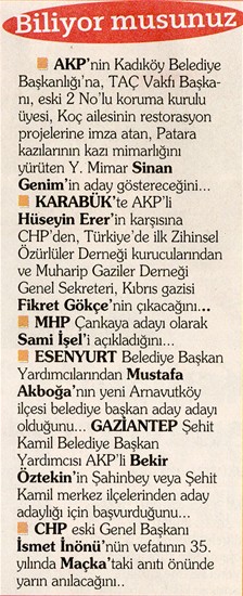 Hürriyet Gazetesi, 24 Aralık 2008