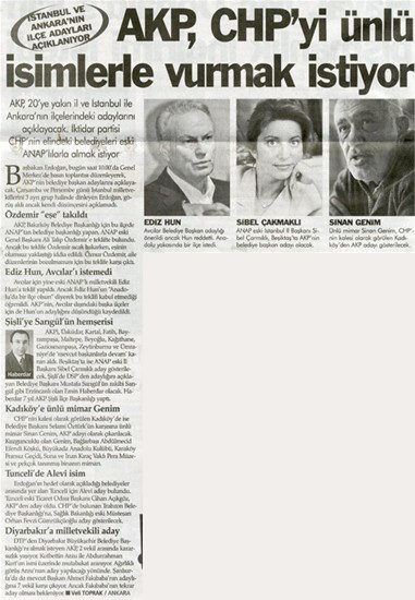 Vatan Gazetesi, 16 Ocak 2009
