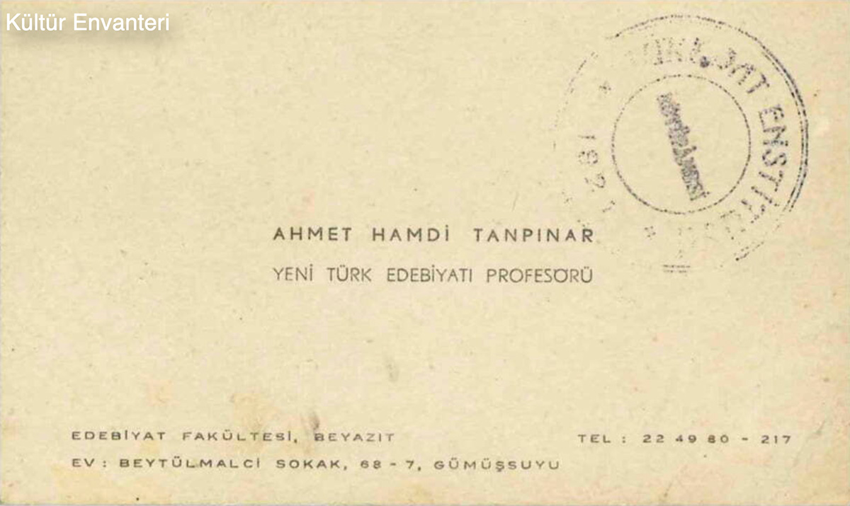 Ahmet Hamdi Tanpınar’ın Kartviziti